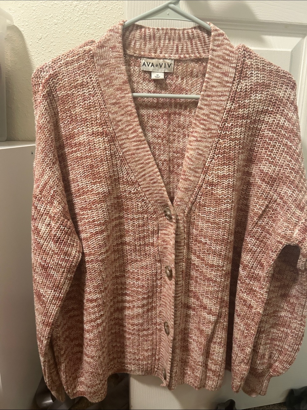 Ava & Viv Rose Marled Button-Front Cardigan
